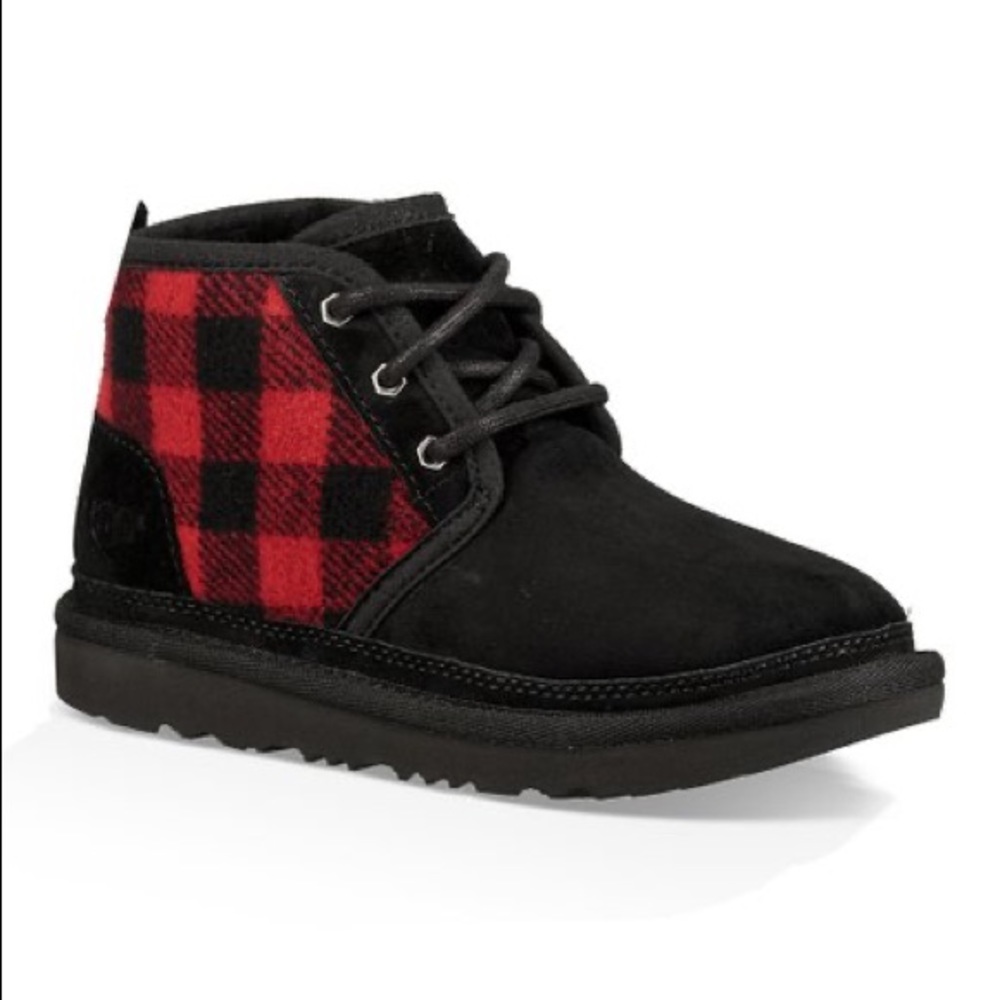 UGG Redwood Neumel II Plaid Suede Chukka Kids Boot